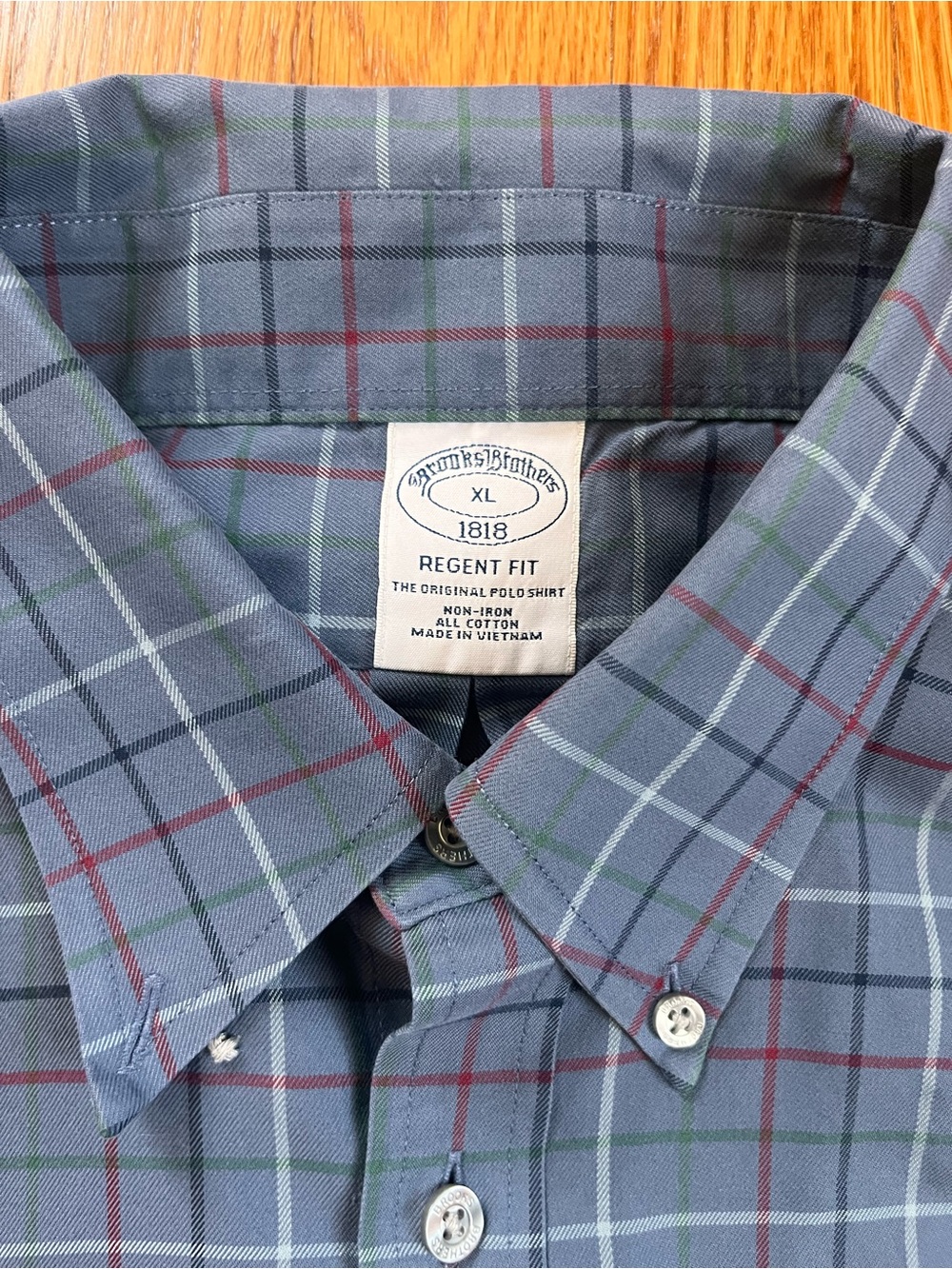 Vintage Brooks Brothers Regent Fit Plaid Button-Down Shirt - Blue/Gray - XL